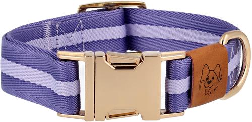 Show full view: JEJOU DOG Purple Stripes Walk Set Dog Collar & Leash, Purple, Small slide 2 of 6