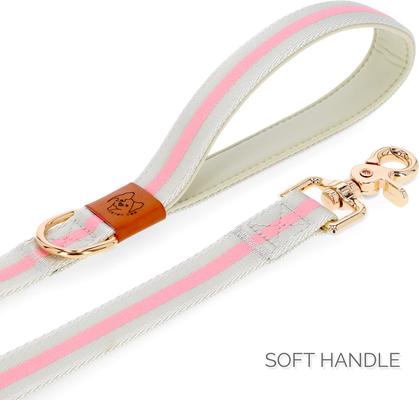 Show full view: JEJOU DOG Pink Stripes Walk Set Dog Collar & Leash, Pink, Small slide 4 of 6