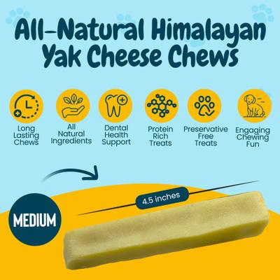 Show full view: HOTSPOT PETS 4 to 5-in Himalayan Yak Cheese Dog Chew Treats, Medium, 3 count slide 4 of 11