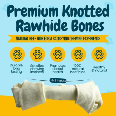 Show full view: HOTSPOT PETS 8 to 9-in Knotted Bones Rawhide Dog Treats, 6 count slide 4 of 10