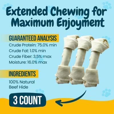 Show full view: HOTSPOT PETS 8 to 9-in Knotted Bones Rawhide Dog Treats, 3 count slide 5 of 10