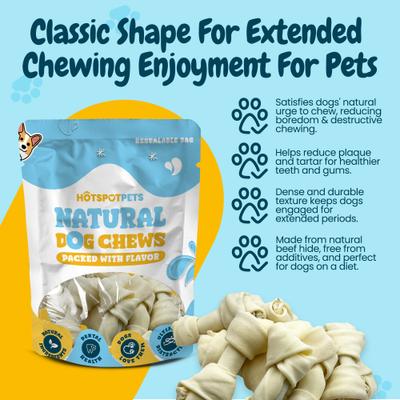 Show full view: HOTSPOT PETS 4 to 5-in Knotted Bones Rawhide Dog Treats, 6 count slide 6 of 11