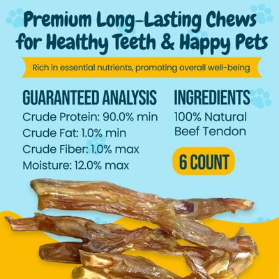 Show full view: HOTSPOT PETS 6 to 8-in Meaty Beef Tendons Dog Treats, 6 count slide 5 of 11