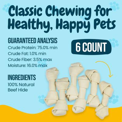 Show full view: HOTSPOT PETS 6 to 7-in Knotted Bones Rawhide Dog Treats, 6 count slide 5 of 10
