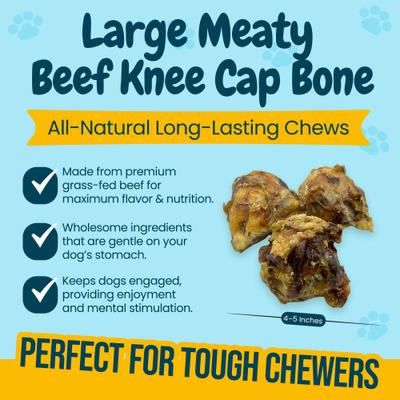Show full view: HOTSPOT PETS Meaty Beef Knee Cap Bones Dog Chew Treats, Large, 12 count slide 4 of 9