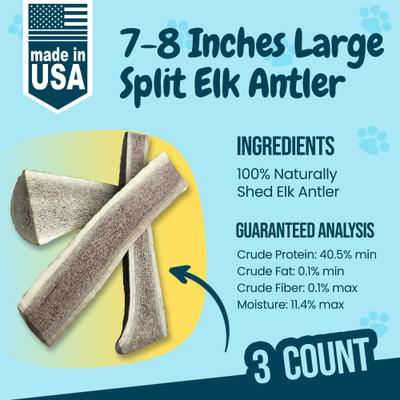 Show full view: HOTSPOT PETS 7 to 8-in Split Elk Antlers Dog Treats, Large, 3 count slide 5 of 8