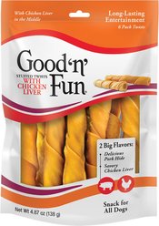 Good 'n' Fun Stuffed Twists with Chicken Liver & Pork Dog Treat Chew, 6 count