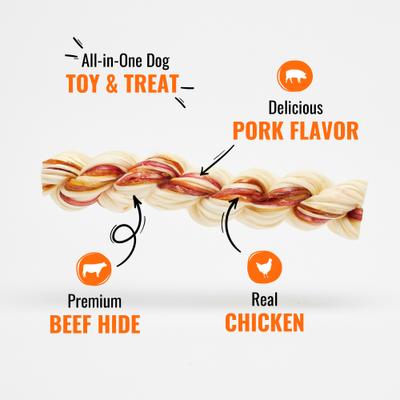 Show full view: Good 'n' Fun Triple Flavor Twist Ropes Pork, Beef & Chicken Dog Treat Chews, Large, 3 count slide 5 of 10