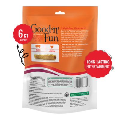 Show full view: Good 'n' Fun Stuffed Twists with Chicken Liver & Pork Dog Treat Chew, 6 count slide 3 of 9
