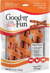 Good 'n' Fun Triple Flavor Chicken Wrapped Beefy Spirals Dog Treat Chews, 3 count