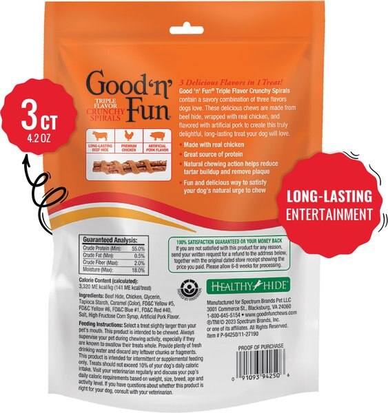 Good 'n' Fun Triple Flavor Chicken Wrapped Beefy Spirals Dog Treat Chews