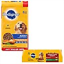 Pedigree Complete Nutrition Roasted Chicken, Rice & Vegetable Flavor Dry Food + Choice Cuts In Gravy Beef & Country Stew Canned Wet Dog Food Variety Pack