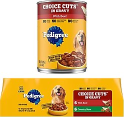 Pedigree Choice Cuts In Gravy, with Beef + Beef & Country Stew Canned Soft Wet Dog Food Variety Pack
