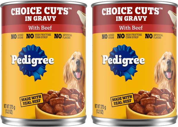 Show full view: Pedigree Choice Cuts In Gravy Canned Soft Wet Dog Food, with Beef, 13.2-oz. cans, bundle of 2 slide 1 of 12