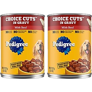 Pedigree Choice Cuts In Gravy Canned Soft Wet Dog Food, with Beef, 13.2-oz. cans, bundle of 2