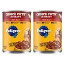 Pedigree Choice Cuts In Gravy Canned Soft Wet Dog Food, with Beef, 13.2-oz. cans, bundle of 2