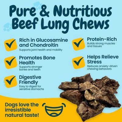 Show full view: HOTSPOT PETS Beef Lung Chunks Dehydrated Dog Treats, 4-oz bag slide 6 of 11