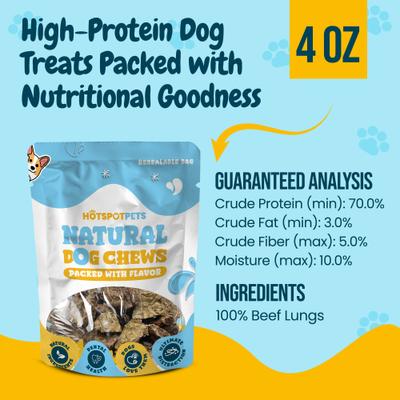 Show full view: HOTSPOT PETS Beef Lung Chunks Dehydrated Dog Treats, 4-oz bag slide 5 of 11