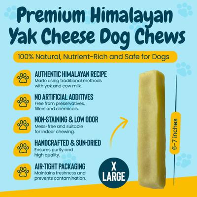 Show full view: HOTSPOT PETS 6 to 7-in Himalayan Yak Cheese Dog Chew Treats, X-Large, 3 count slide 4 of 11