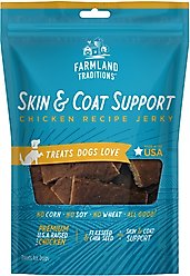 Farmland Traditions Chicken Recipe Skin & Coat Jerky Dog Treats, 14-oz bag