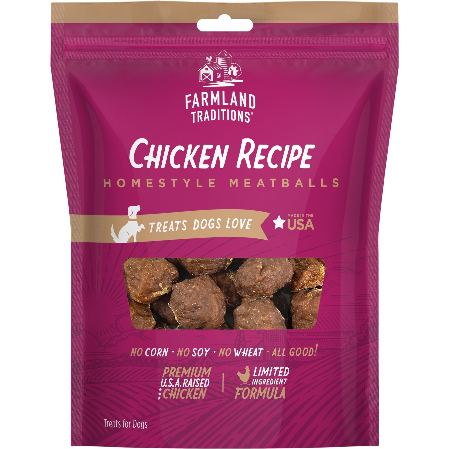 Farmland Traditions Chicken Meatballs Jerky Dog Treats, 6-oz bag