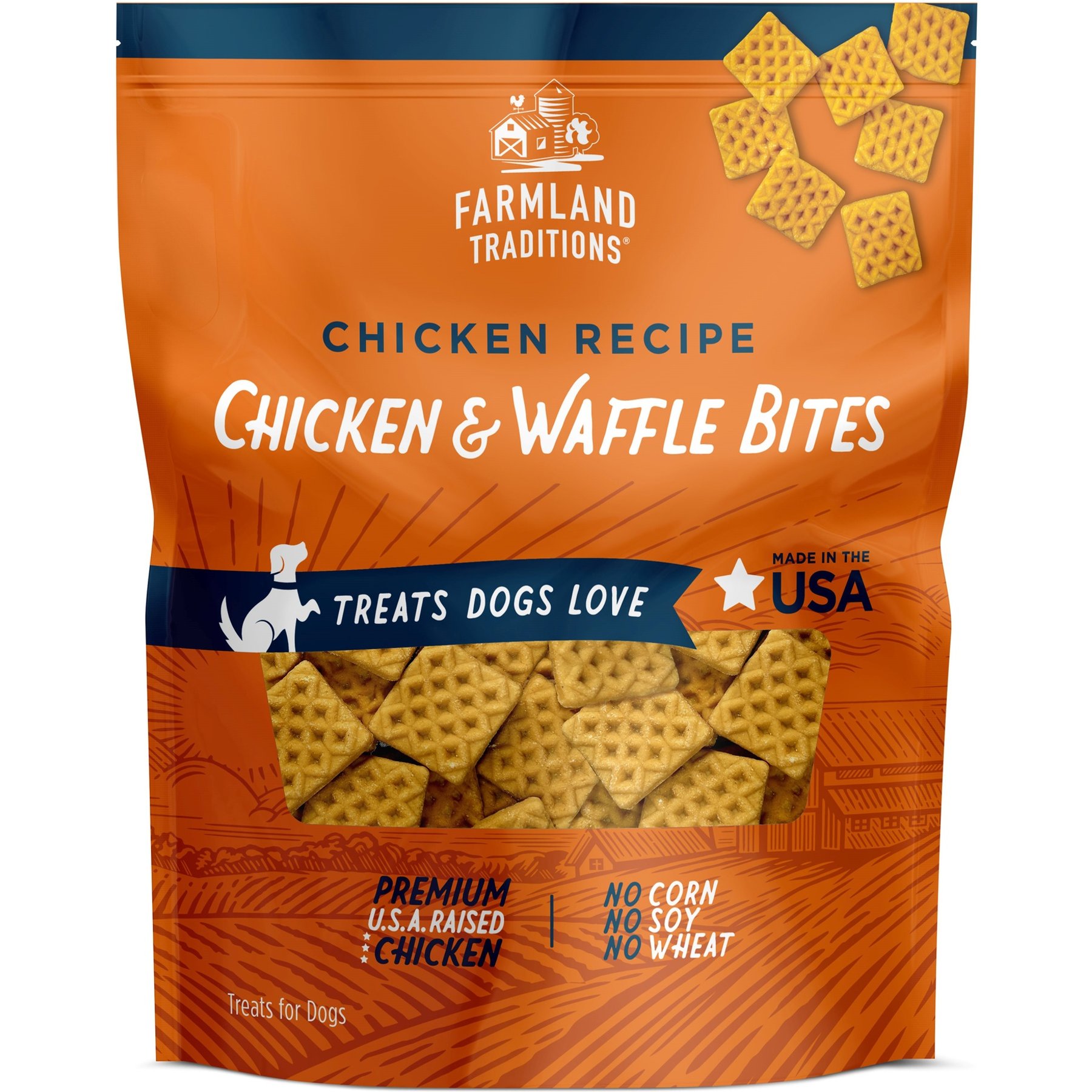 Farmland Traditions Chicken & Waffle Bites Jerky Dog Treats, 16-oz bag