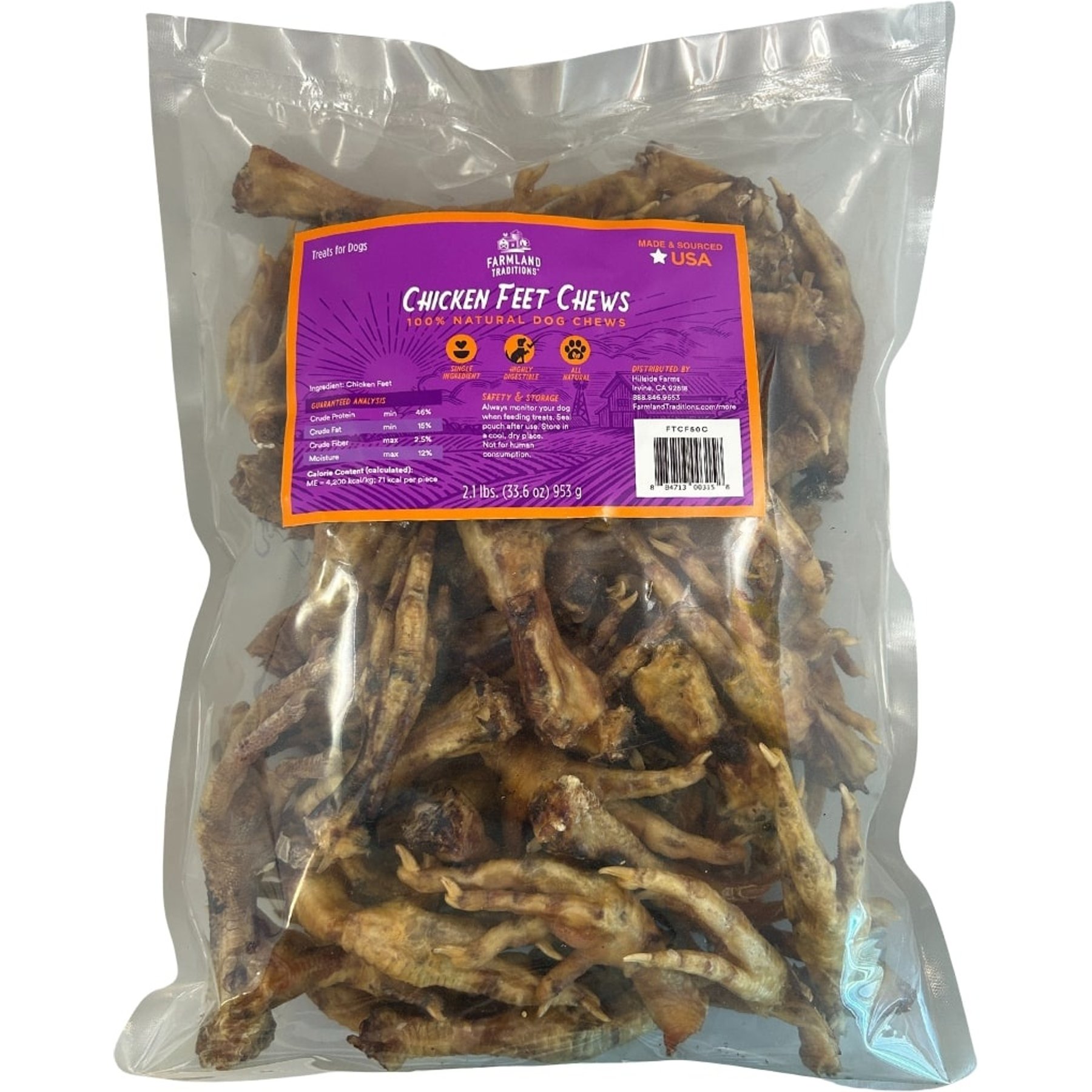 Farmland Traditions 100% Large Chicken Feet Dog Chews, 33.6-oz bag
