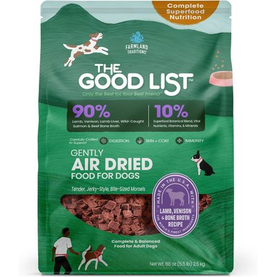 Farmland Traditions Farmland Traditions The Good List Lamb, Venison & Bone Broth Recipe Adult Gently Air-Dried Dog Food, 5.5-lb bag