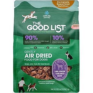 Farmland Traditions The Good List Lamb, Venison & Bone Broth Recipe Adult Gently Air-Dried Dog Food, 2.2-lb bag