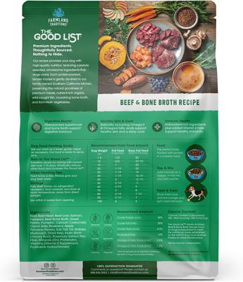 Show full view: Farmland Traditions The Good List Beef & Bone Broth Recipe Adult Gently Air-Dried Dog Food, 5.5-lb bag slide 3 of 8