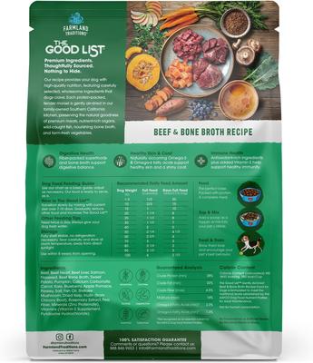 Show full view: Farmland Traditions The Good List Beef & Bone Broth Recipe Adult Gently Air-Dried Dog Food, 2.2-lb bag slide 3 of 9
