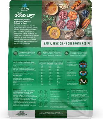 Show full view: Farmland Traditions The Good List Lamb, Venison & Bone Broth Recipe Adult Gently Air-Dried Dog Food, 5.5-lb bag slide 3 of 8