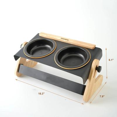 Show full view: HANAMYA Adjustable Non-Skid Elevated Dog Bowl, Black, 2-cup slide 4 of 8