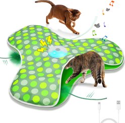 PawsPik Interactive Hide & Seek Concealed Feather Cat Toy, Green