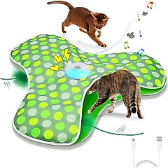 PawsPik Interactive Hide & Seek Concealed Feather Cat Toy, Green