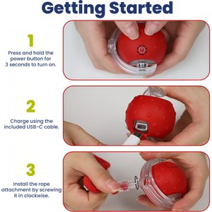 PawsPik Chirp & Chase Motion Activated Cat Ball with LED Lights, Red