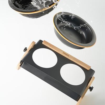 Show full view: HANAMYA Adjustable Non-Skid Elevated Dog Bowl, Black, 2-cup slide 7 of 8
