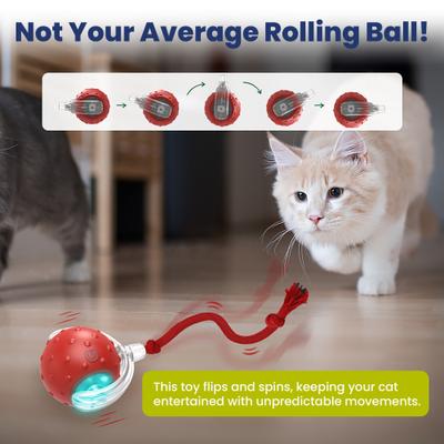 Show full view: PawsPik Chirp & Chase Motion Activated Cat Ball with LED Lights, Red slide 3 of 9