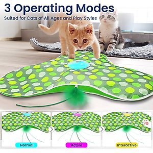 PawsPik Interactive Hide & Seek Concealed Feather Cat Toy, Green