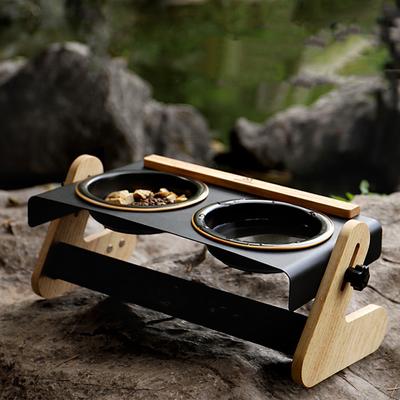 Show full view: HANAMYA Adjustable Non-Skid Elevated Dog Bowl, Black, 2-cup slide 3 of 8