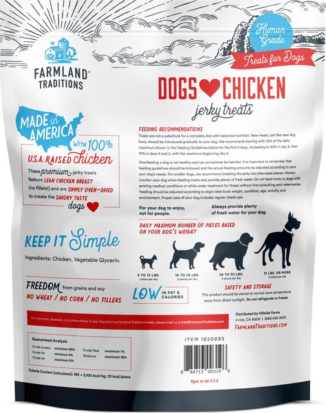 Farmland Traditions Dogs Love Chicken Human-Grade Jerky Dog Treats