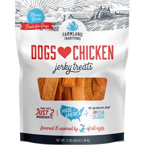 Farmland Traditions Dogs Love Chicken Human-Grade Jerky Dog Treats, 3-lb bag