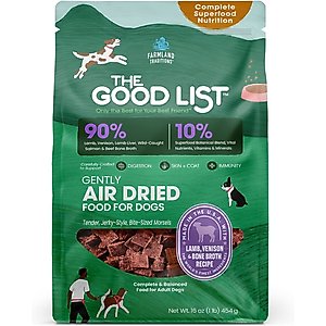 Farmland Traditions The Good List Lamb, Venison & Bone Broth Recipe Adult Gently Air-Dried Dog Food, 16-oz bag