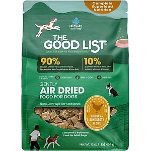 Farmland Traditions The Good List Chicken & Bone Broth Recipe Adult Gently Air-Dried Dog Food, 16-oz bag