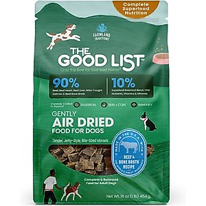 Farmland Traditions The Good List Beef & Bone Broth Recipe Adult Gently Air-Dried Dog Food, 16-oz bag