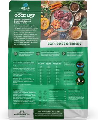 Show full view: Farmland Traditions The Good List Beef & Bone Broth Recipe Adult Gently Air-Dried Dog Food, 16-oz bag slide 3 of 9