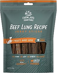 Farmland Traditions Beef Lungs Recipe Jerky Dog Treats, 8.2-oz bag