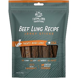 Farmland Traditions Beef Lungs Recipe Jerky Dog Treats, 8.2-oz bag