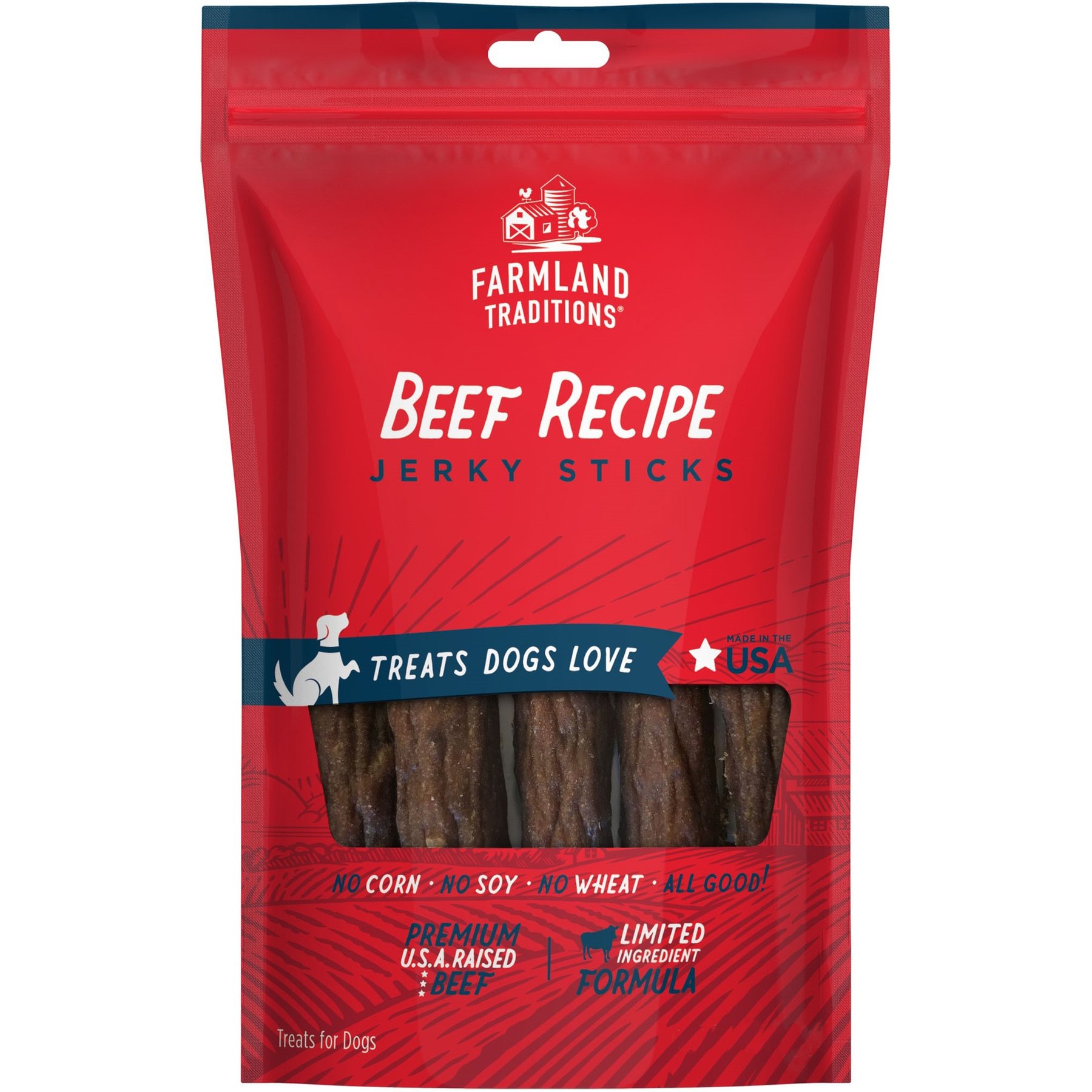 Farmland Traditions Beef Recipe Sticks Jerky Dog Treats, 6-oz bag