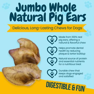 Show full view: HOTSPOT PETS Whole Pig Ears Dog Chew Treats, Large, 6 count slide 4 of 9